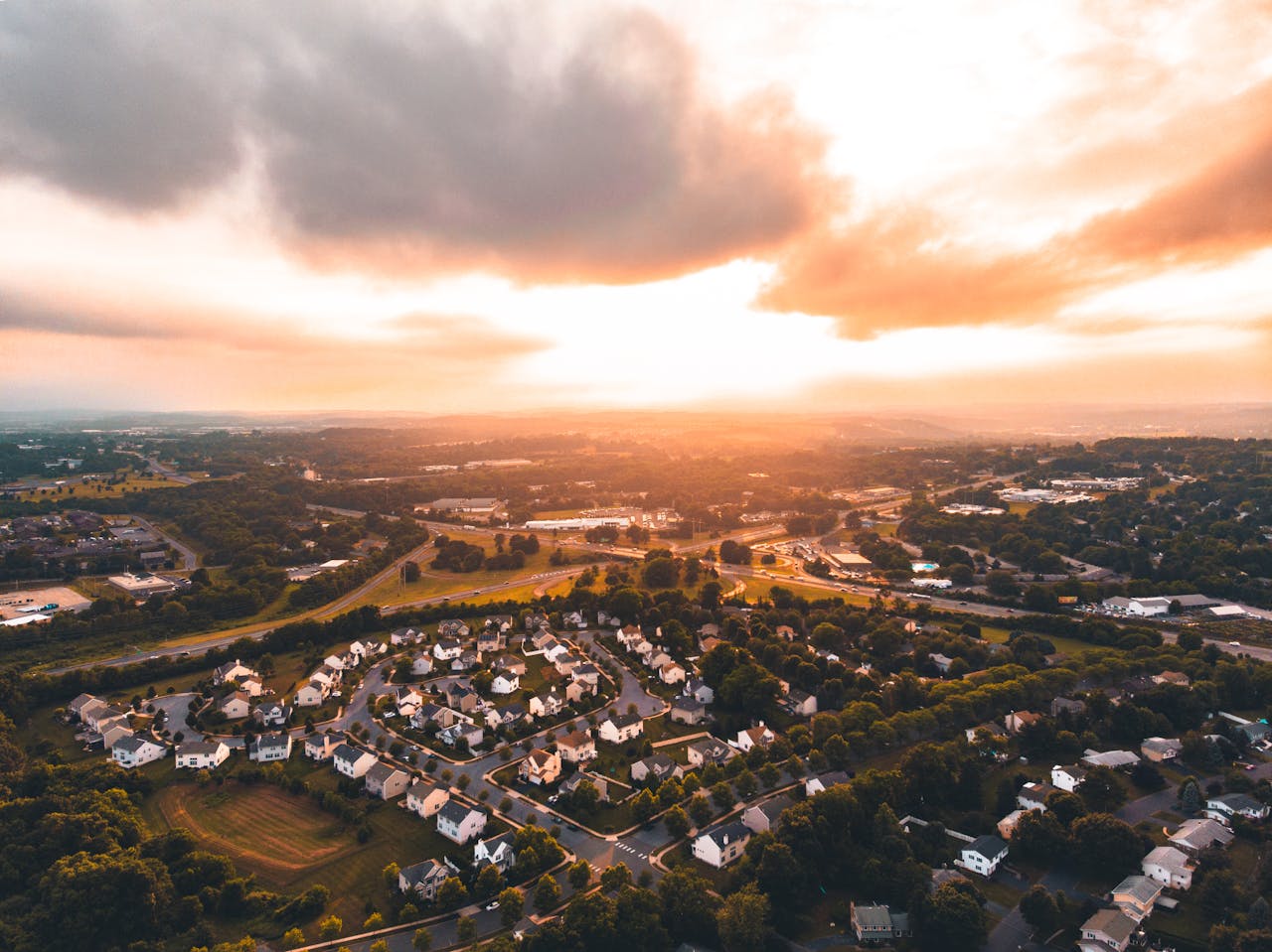Dover Township neighborhood at sunset