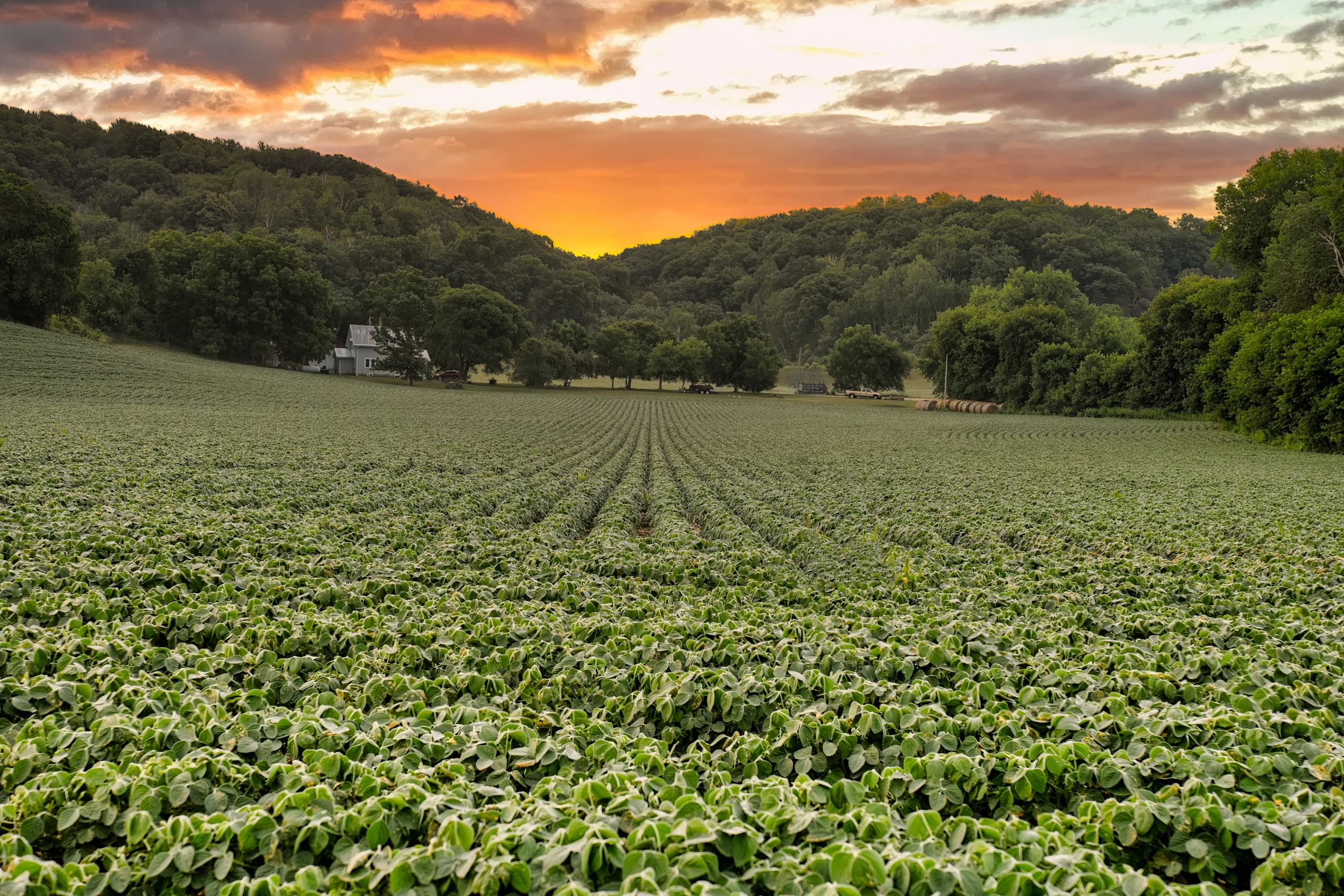 Pennsylvania farmland valley at sunset
